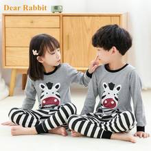 Pijama para crianças, conjunto de roupas com animais, conjuntos de algodão para meninos e meninas, roupa noturna para crianças de 2-13 anos 2024 - compre barato