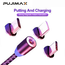 PUJIMAX  Magnetic USB 3 in 1 Cable for iPhone Xs 8 & USB Type C Cable & Micro USB  Nylon Braided for Samsung Xiaomi Huawei USB C 2024 - buy cheap