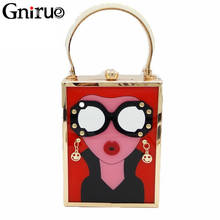 Brand Luxury Red Acrylic Evening Bag Women Funny Purses And Handbags Glasses Girls Chain Day Clutch Vintage White Party Wallet 2024 - buy cheap