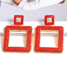 New Colorful Rhinestone Square Metal Drop Earrings High-quality Full Crystals Earring Fashion Jewelry Accessories For Women 2024 - buy cheap