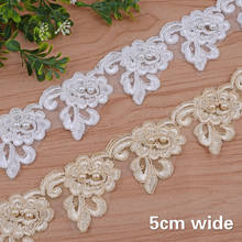 Fine Flower Embroidery Handmade Beaded Water Soluble Lace Fabric DIY Clothes Skirt Edging Hat Home Textile Sewing Accessories 2024 - buy cheap