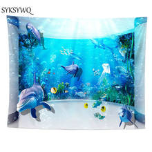 blue ocean fish tapestry beach decorations for home beach blanket drop shipping wall cloth carpet wall 2024 - buy cheap