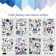 Tatuagem adesiva temporária, tatuagens com penas e glíter de anime colorido diy para homens, manga de tatuagem traduzida 2024 - compre barato