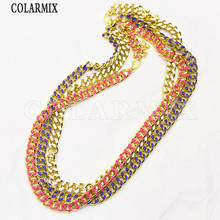 3 Pcs Enamel colorful chain necklace multi size necklace for women Punk jewelry accessories big link chain for summer 9792 2024 - buy cheap