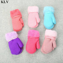 KLV-guantes de invierno para bebé, niño y niña, de punto, cuerda cálida, guantes con dedos completos 2024 - compra barato