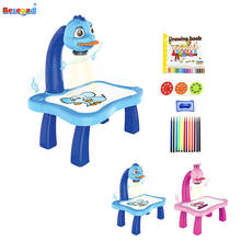 Proyector de pintura Musical para niños, juego de mesa de escritorio con patrón de borrador deslizante, juguete educativo de proyección de Aprendizaje Temprano 2024 - compra barato