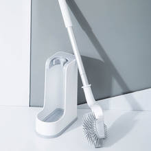 Escova de vaso sanitário de silicone, com recipiente, conjunto de escovas de vaso sanitário com cabo longo com suporte de secagem rápida para banheiro 2024 - compre barato
