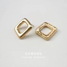 QUMENG 2020 New Fashion Round Korean Stud Earrings For Women Geometric Golden Earring Wedding gift 2020 Jewelry 2024 - buy cheap