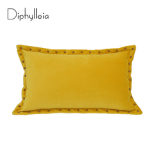 Diphylleia Rivet Decorative Pillow Case Nordic Retro Style Sofa cushion Cover Soft-fitting Velvet Waist Pillow Bright Yellow 2024 - buy cheap