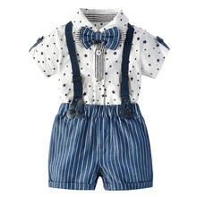 Newborn Baby Boy Romper Bow Tie Outfit Suit Toddler Stars Summer Gentleman Jumpsuit + Suspenders 2024 - buy cheap