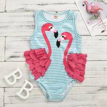 1-4Y New Fashion Toddler Kid Baby Girl Swimsuit Cartoon Flamingo One Piece Bikini Elegant Swimwear  Beach Cute Bathing Suit 2024 - buy cheap