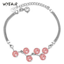 WYEAIIR Pink Natural Strawberry Crystal Branch Fresh Sweet Cute 925 Sterling Silver Female Resizable Bracelets 2024 - buy cheap