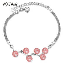 Wyeiir rosa natural morango cristal ramo fresco doce bonito 925 prata esterlina feminino pulseiras redimensionáveis 2024 - compre barato