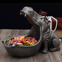 Big Mouth Hippo Key Bowl Home Resin Hippo Figurine Jewelry Holder Jewelry Storage Container Snack Storage Box Home Decor 2024 - buy cheap