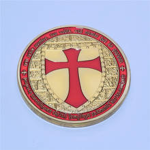Freemasons Templars Knights red Cross Color Glazed gold Clad Knight Templar Coin 2024 - buy cheap