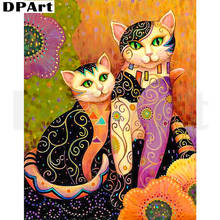 Pintura diamante completa quadrada/redonda, perfurar a pintura de diamante do gato abstrato 5d daipor kit de ponto de cruz mosaico strass y217 2024 - compre barato