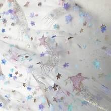 Colorful Stars Tulle Fabric, Sequin Mesh Lace Fabric, Pink Tulle Lace, Bridal Veil Tutu Dress Skirt Fabric Sell By The Yard 2024 - buy cheap