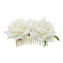Новая романтическая шелковая искусственная роза цветы гребень для волос для женщин Свадебные обручальные свадебные заколки для волос Заколки головные уборы аксессуары 2024 - купить недорого