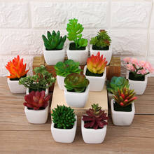 1pc simulação suculentas mini bonsai vasos linda plantas artificiais com pote colocado verde plantas falsas decoração de mesa 2024 - compre barato