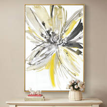 Pintura abstrata de flores amarelas, pintura a óleo sobre tela, pintura artesanal, arte moderna para parede para sala, decoração de casa 2024 - compre barato