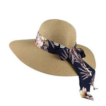 Chapéu de sol para viagem, verão, proteção solar, retrô, boêmio, chiffon, grande palha recortada, chapéu de praia, feminino 2024 - compre barato