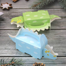 50 pçs verde azul dinossauro animal caixa de doces favores e caixas de presente diy sacos de papel chá de fraldas para crianças festa de aniversário decoração 2024 - compre barato