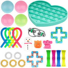 20/24Pcs Fidget Sensory Toys AntiStress Relief Toy Mesh And Marble Squishy Push Bubble Kit Figet Toys Adults Children Gift 2024 - buy cheap