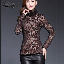 Camisas de manga comprida femininas blusas mujer de moda2021 das mulheres topos e blusas das mulheres roupas das senhoras topos de gola alta leopardo 7721 50 2024 - compre barato