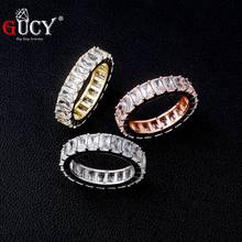 1Row Baguette Zircon Women's Ring Copper Charms Gold Color Iced RING Fashion Hip Hop Rock Jewelry For Gift 2024 - buy cheap