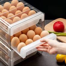 Caixa de armazenamento para ovos, organizador, cozinha, retangular, tipo gaveta dupla, de plástico, transparente, recipiente para ovos 2024 - compre barato