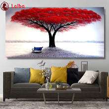 Diamond Embroidery Abstract art, red big tree, chair Diamond Painting Full Square round drill Mosaic Cross Stitch Wall Art 2024 - buy cheap