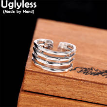 Uglyless-Anillo de plata tailandesa 925 personalizado para mujer, sortija ancha de 9 capas, joyería Vintage Punk al vapor 2024 - compra barato