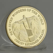 Gold Plated Coin Brazil Christ The Redeemer New Seven Wonders of The World Coins 2024 - buy cheap