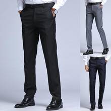 Мужские костюмные брюки, повседневные весенне-осенние мужские классические брюки, деловые офисные эластичные Немнущиеся классические брюки из искусственного хлопка 2024 - купить недорого