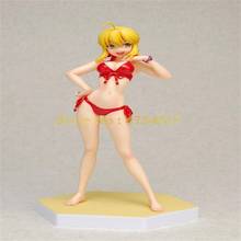 Sabre de noite do anime fate hold, sabre vermelho, roupa de banho, figura de ação pvc, modelo colecionável, boneca sexy 16cm, brinquedo 2024 - compre barato