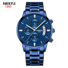 Nibosi relógio masculino azul luxuoso, esportivo militar, de quartzo, para homens, 2020 2024 - compre barato