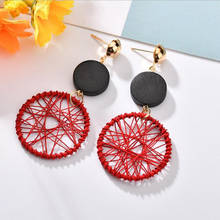 Exaggerated Big Round Drop Earrings for Women European American Statement Wood Dreamcatcher Earrings Party Wedding Jewelry 2024 - buy cheap