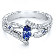 Кольцо обручальное серебряное с кристаллом женское, горный хрусталь обручальные кольца Голубое озеро 2024 - купить недорого
