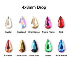 Nail Art Accessories Flat Raindrop Crystal Glass 4x8mm 10 Colors Rhinestone Fashion 3D Fingernail DIY Decoration 2024 - buy cheap