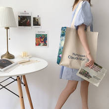 Women Canvas Shoulder Bag Love Philosophy Daily Shopping Bags Oil Painting Books Bag Thick Cotton Cloth Handbags Tote For Ladies 2024 - купить недорого
