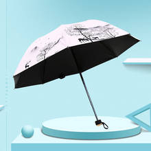 Женский зонт с чернильной росписью, складной зонтик от дождя, в китайском стиле, ветрозащитные модные зонтики, женский подарок 2024 - купить недорого