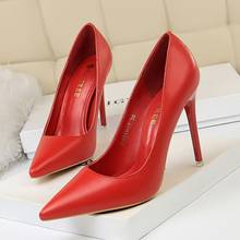 2021 Hot Women Shoes Pointed Toe Pumps Patent Leather Dress High Heels Boat Shoes Wedding Shoes Zapatos Mujer Blue White 2024 - buy cheap