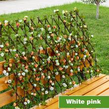 Expanding Trellis Fence Wooden Hedge With Artificial Flower Leaves UV Protected Privacy Screen For Garden Fence Backyard 40CM 2024 - buy cheap