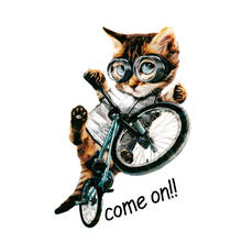 Забавная кошка, велосипедные термонаклейки для одежды, термонаклейки с животными, теплопередача для куртки, мальчиков, нашивка, «сделай сам», аксессуары, парчи 2024 - купить недорого