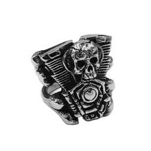 Punk Engine Skull Ring Stainless Steel Jewelry Classic Skull Motor Biker Mens Boys Ring Wholesale 966B 2024 - buy cheap