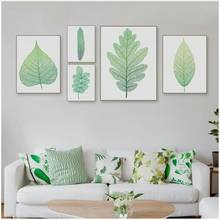 New Arrival Nordic Decorative Wall Pictures for Living Room Fresh Green Leaves Wall Art Canvas Painting Garden Decoration Oil 2024 - buy cheap