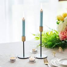 Candlestick Holders Taper Candle Holders 2 Pcs Candle Stick Holders Set Gold Black Brass Candlestick Holders Set 2024 - buy cheap