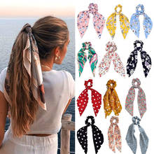 Fashion Leopard Print Bow Satin Long Ribbon Ponytail Scarf Hair Tie Scrunchies Women Girls Elastic Hair Bands Hair Accessories 2024 - купить недорого