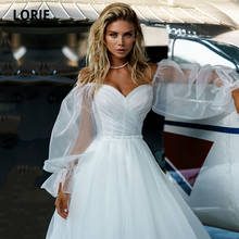 LORIE Bohemian Wedding Dresses Boho Sweetheart Pleats A-Line Tulle Puff Sleeves Wedding Gown Princess Bride vestido de noiva 2024 - buy cheap