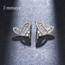 Emmaya Noble White Color Earring For Women Hollow Out Style Butterfly Appearance With Tiny Zirconia Cute Jewelry In Party 2024 - buy cheap